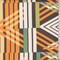 Orange/Jade Multi Stripe/Chevron Power Mesh Fabric By the Yard